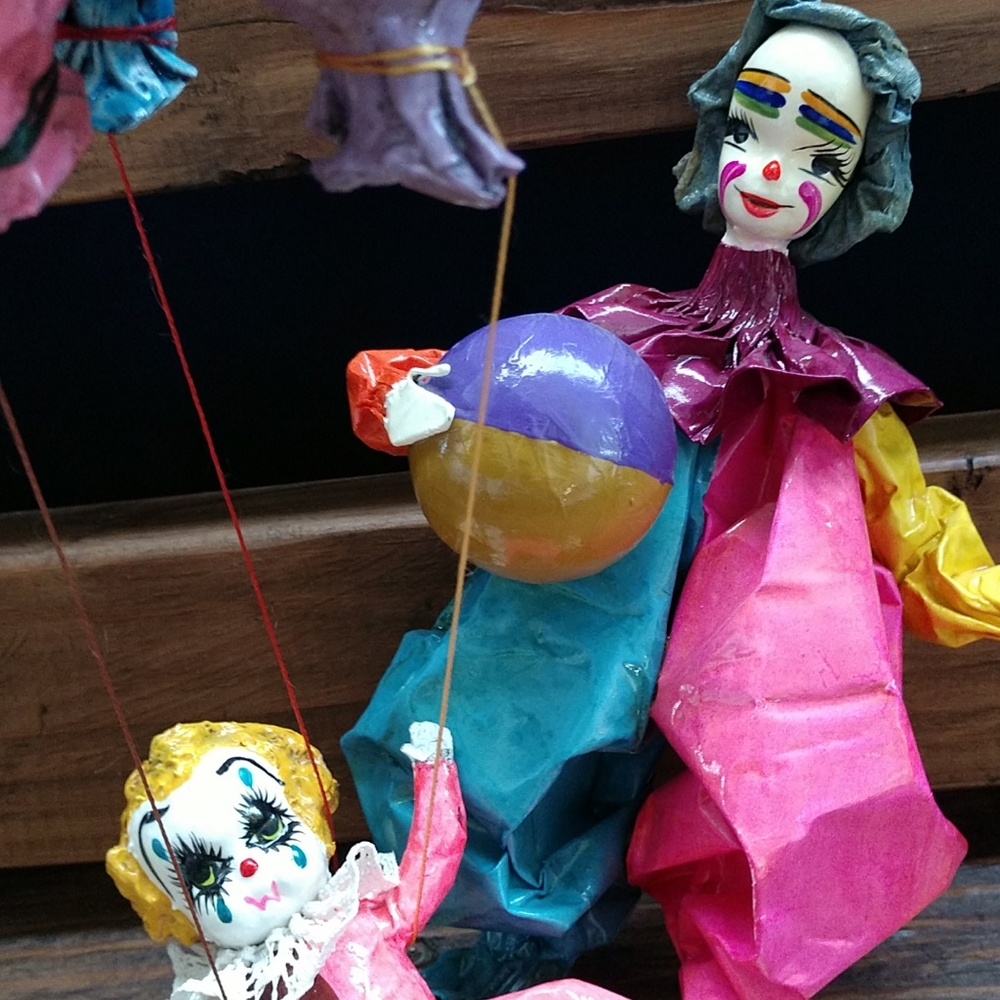 2 Retro Paper Mache Clowns from Mexico